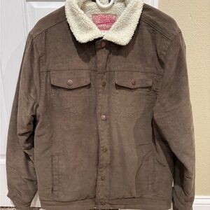 Brooklyn Cloth Brown Corduroy Jacket with Cream Sherpa Collar